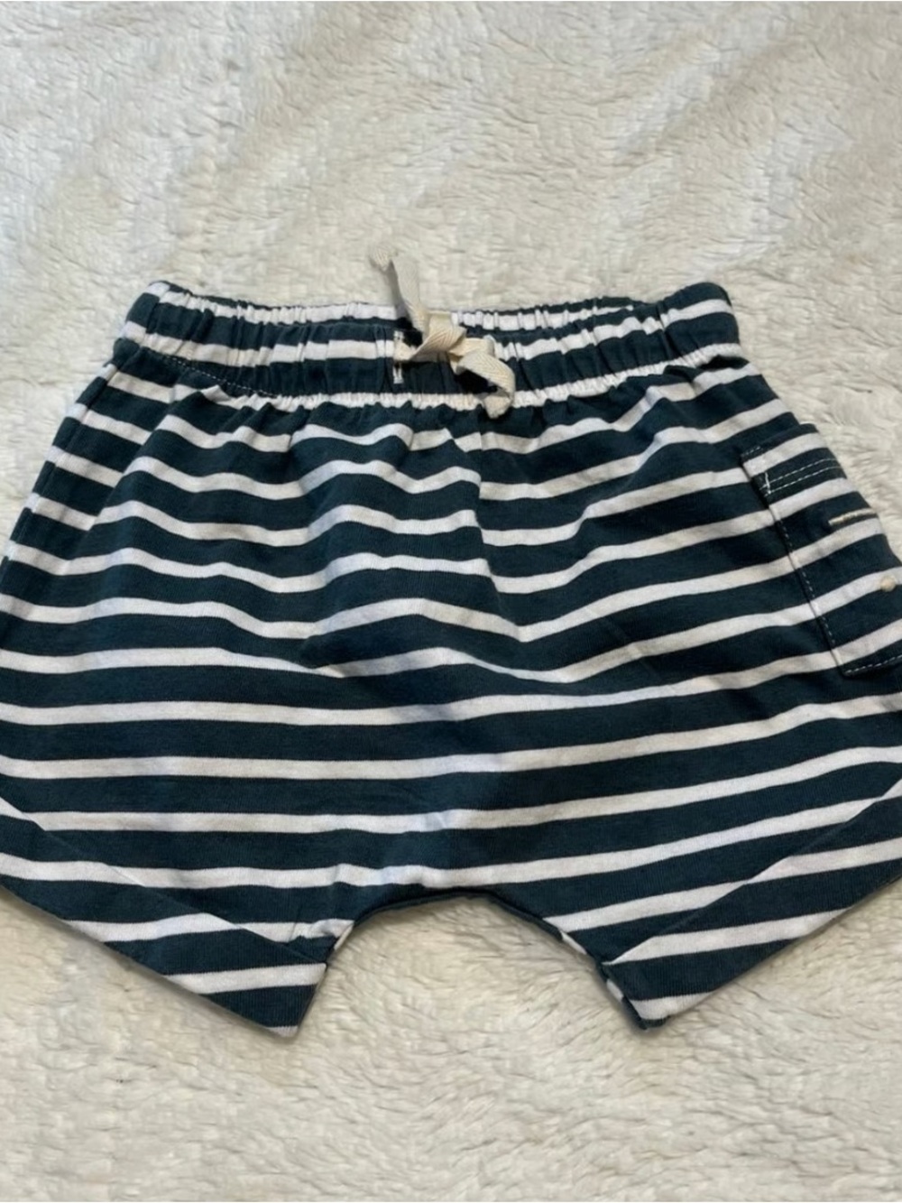 Gray Label Baby Knit Shorts 6/9 Months Navy/White Stripe Organic Cotton Comfort